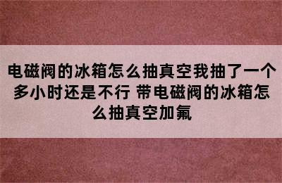 电磁阀的冰箱怎么抽真空我抽了一个多小时还是不行 带电磁阀的冰箱怎么抽真空加氟